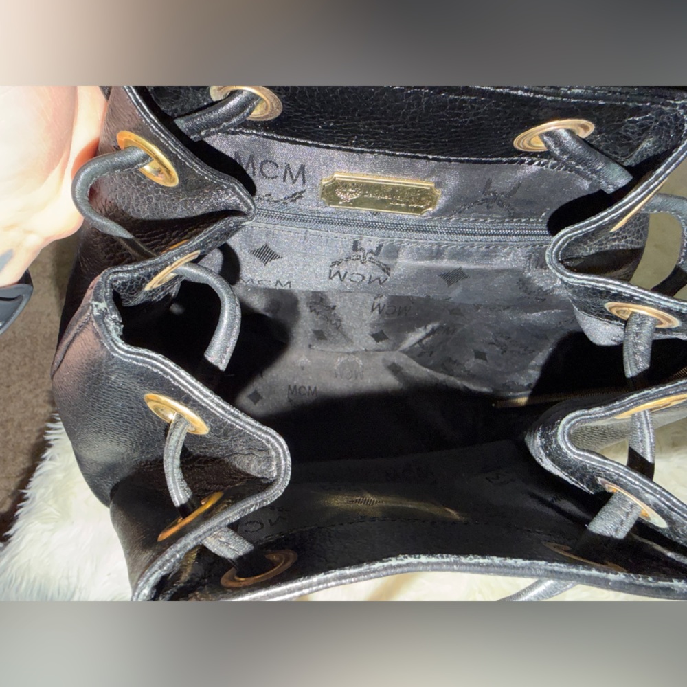 MCM Black Backpack with Gold Accents - Picture 7 of 12